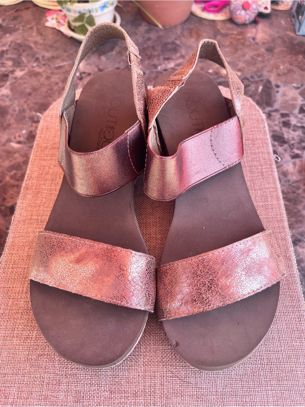 Corkys Metallic Rose Gold Slingback Sandals